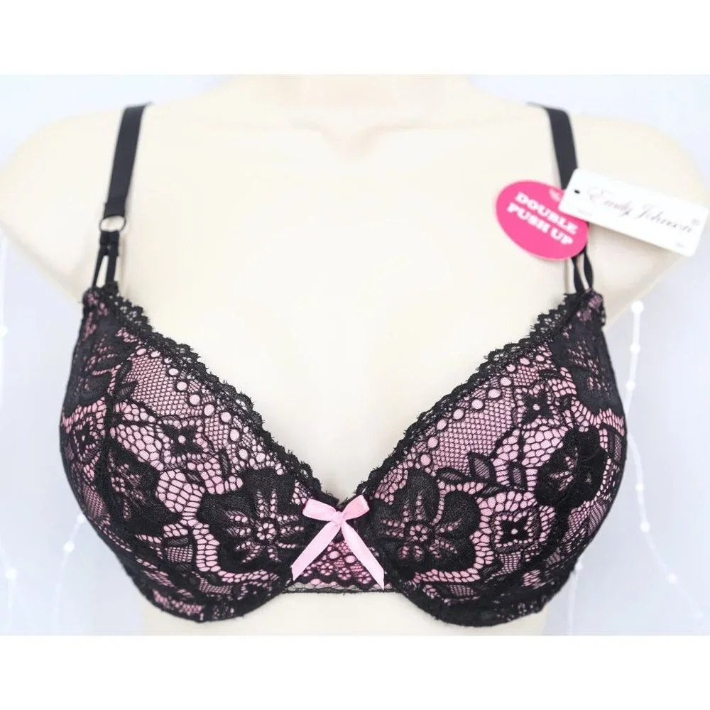 VS Bombshell Inspired Adds 2 Cups Ultimate Pushup Bra 36B Black Lace - Picture 2 of 9